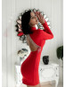 Jersey Cutout Back Mini Party Dress With Rhinestone Fringe Trim